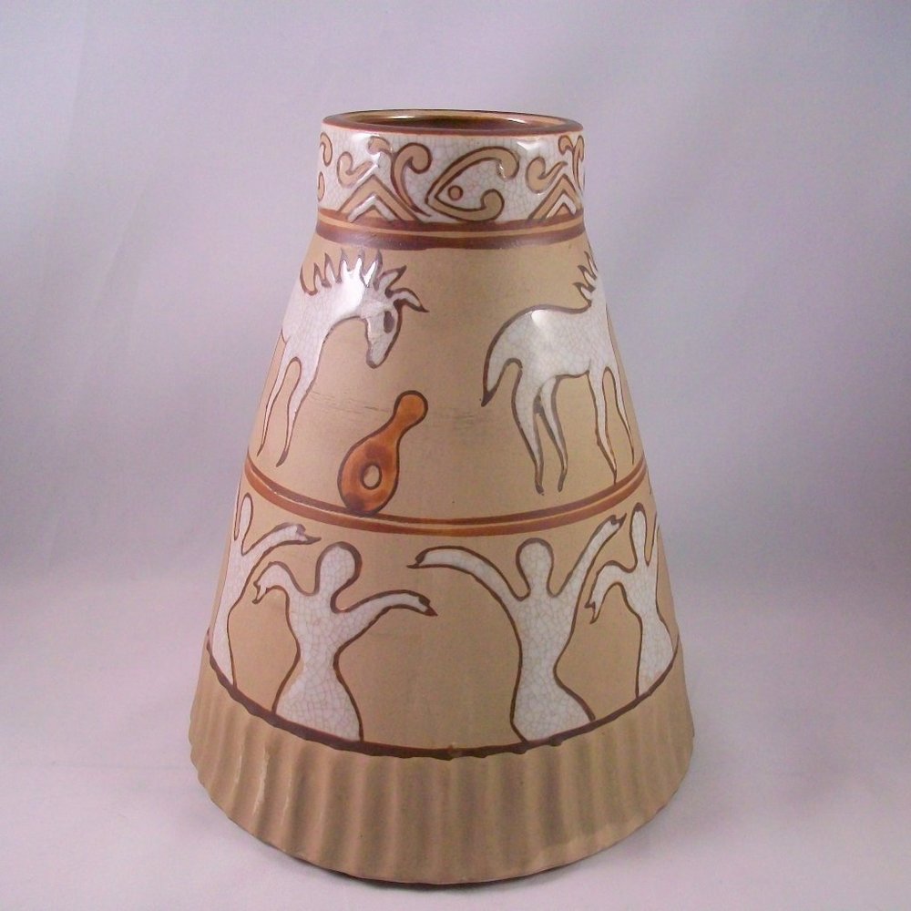 Formalities by Baum Bros Large Primitive Art Pottery Vase 8" Ethnic Collection
